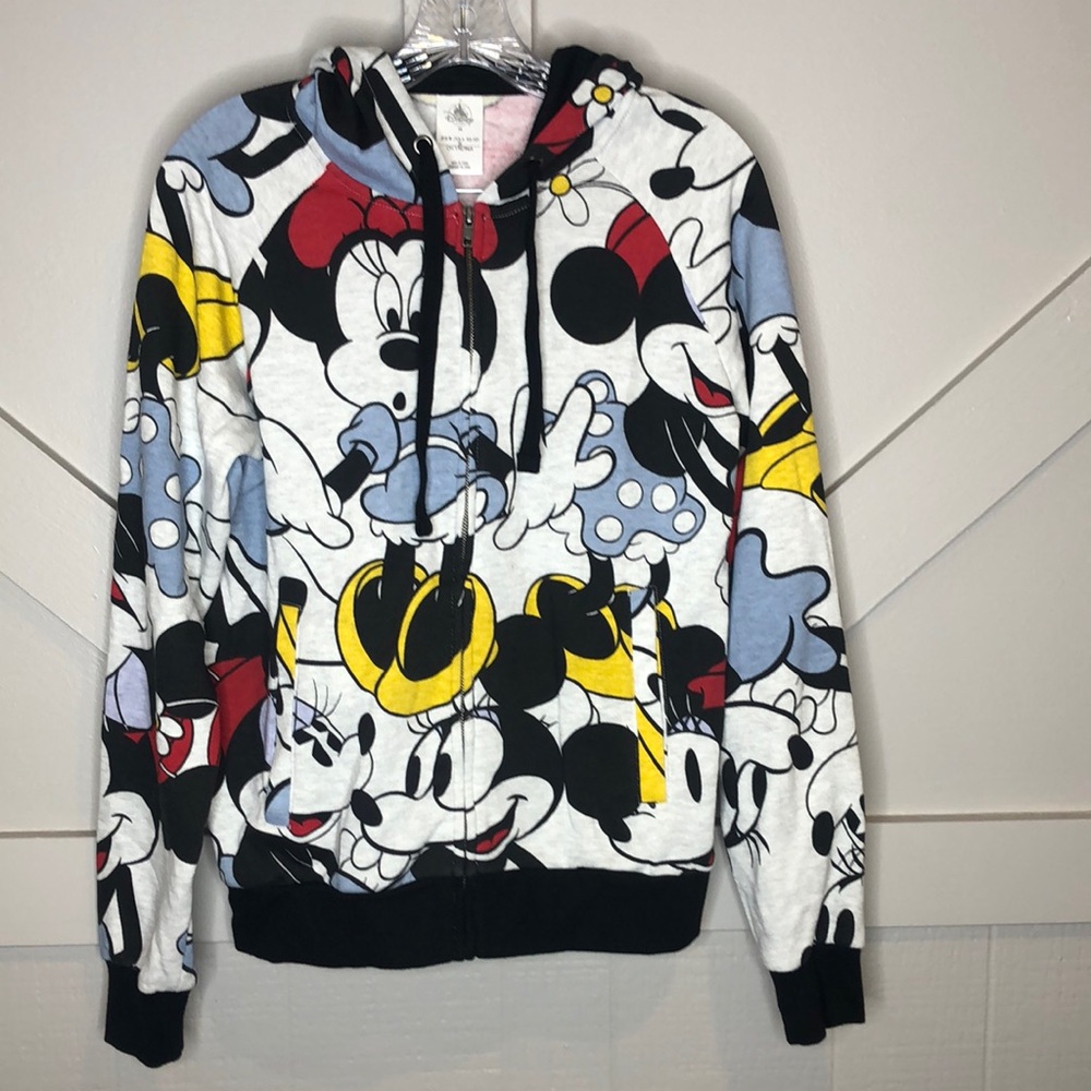 Disney Minnie Mouse Jacket  Hoodie with Ears & Red Bow Full Zip Long Sleeve